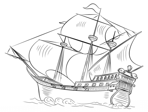 Spanish Galleon Coloring Page